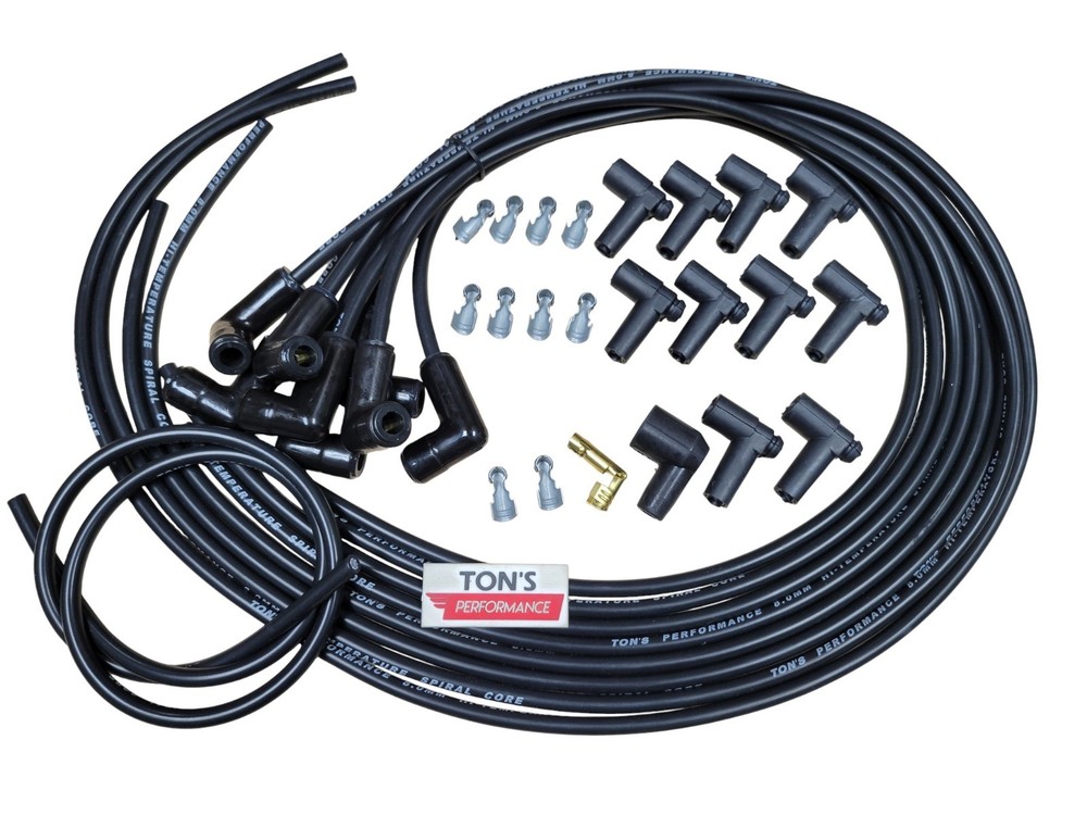 Ton's 90* B Ceramic 8mm Spark Plug Wire Kit Set High Temperature Silicone v8 HEI