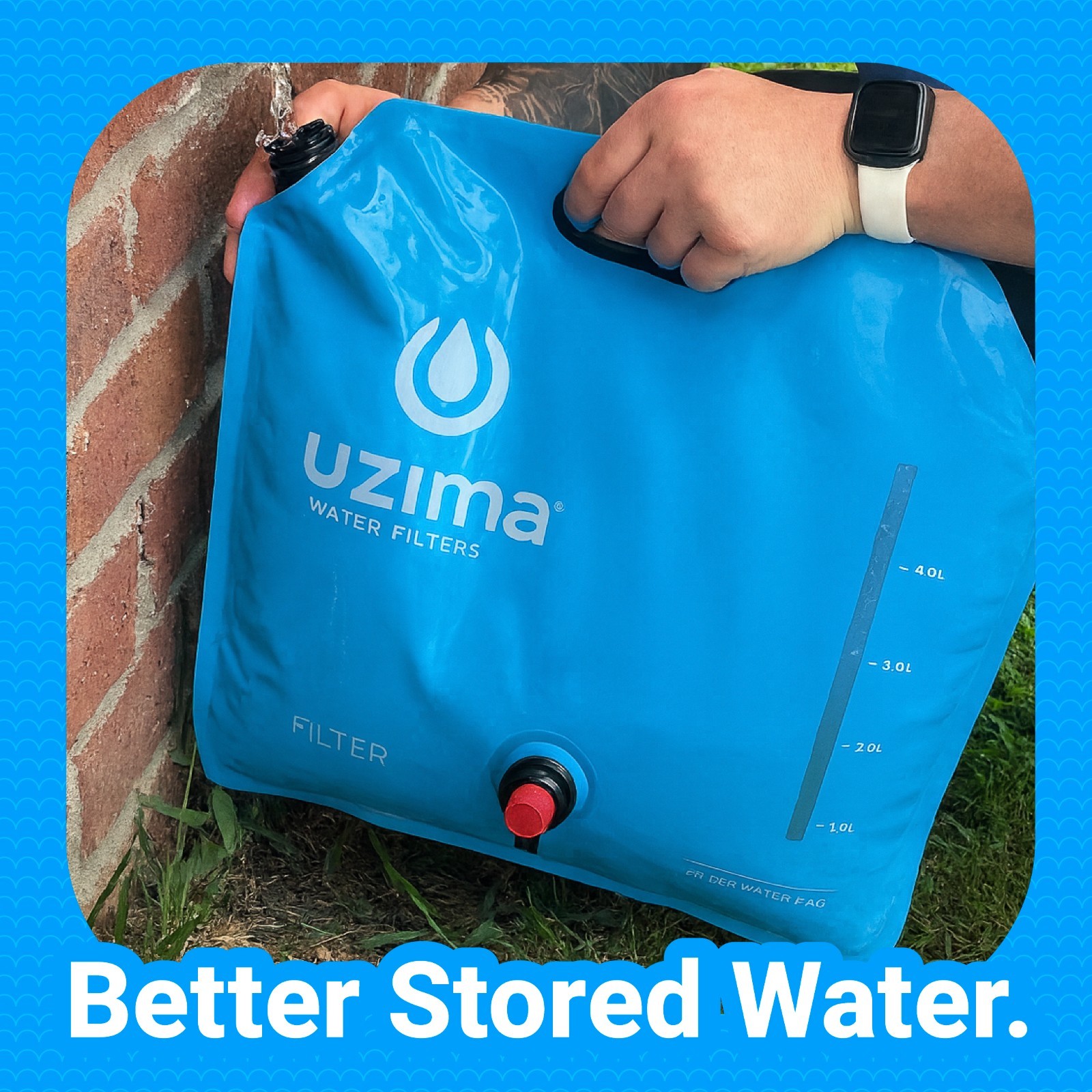 Uzima D-Prep Blue Emergency Water Bag – 10L Collapsible Water Container