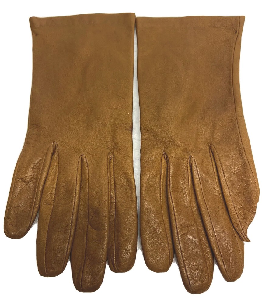 Genuine Leather Women’s Gloves Brown Lined Soft  Soft Basic
