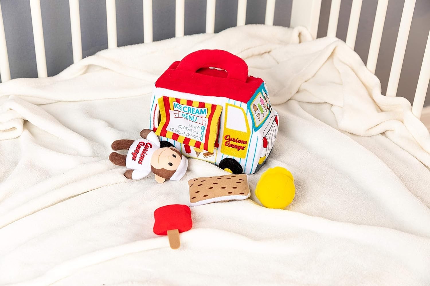 KIDS PREFERRED Curious George Ice Cream Truck Plush Playset -Check Description!