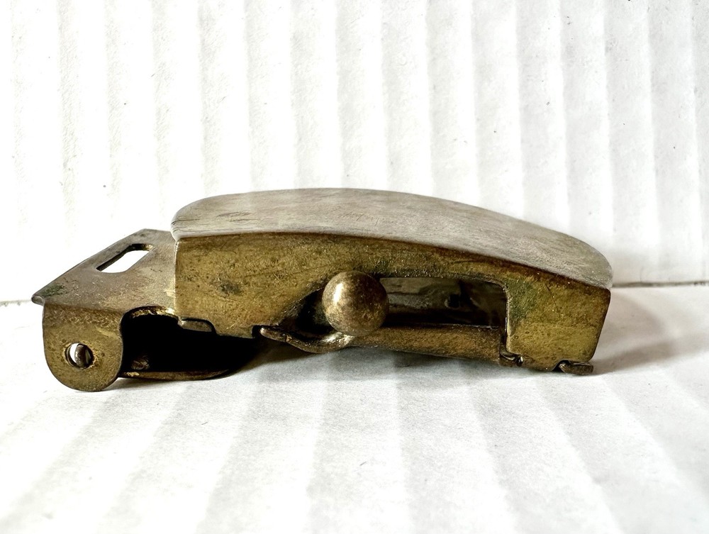 Vtg US Military Solid Brass Belt Buckle History Collector