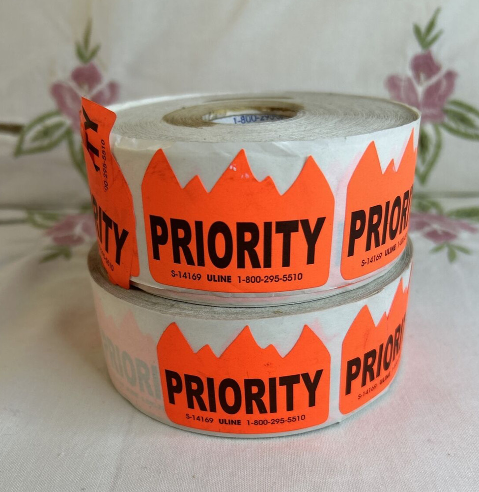 2 Rolls 1-1/2" x 2" Priority Labels (500 per Roll), Pre-Owned