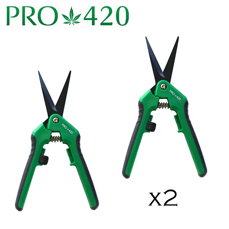 PRO 420 Spring Loaded Scissors- 2 PACK- Manicure & Harvest Scissors for Pros