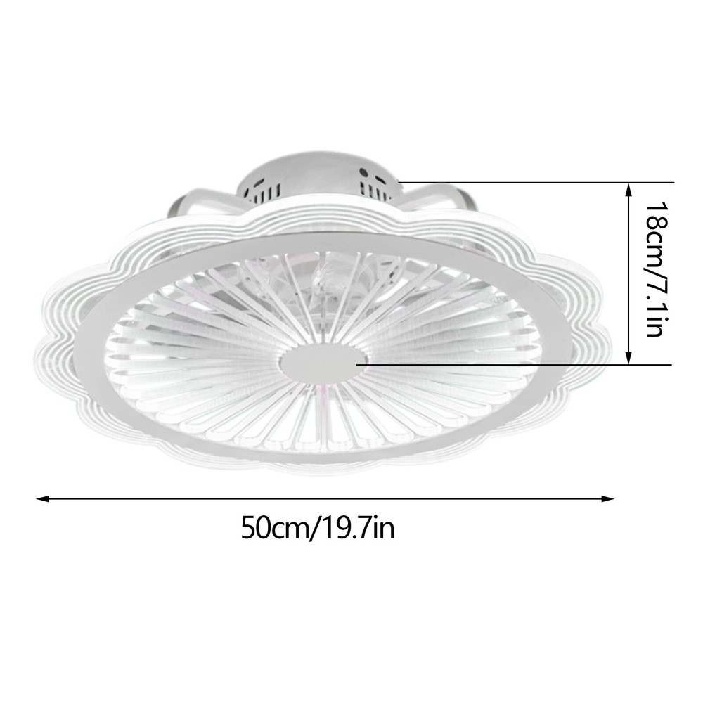 Flush Mount Ceiling Fan Light Dimmable LED Chandelier Fan W/ Remote Control