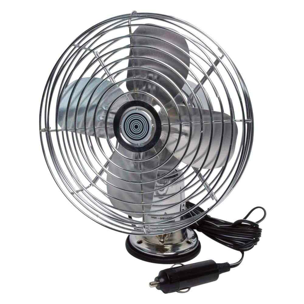 12-Volt Metal Fan Heavy-Duty Truck Car Camper Boat 2-Speed Mountable Chrome New