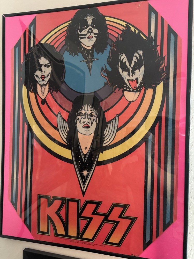 Kiss 1976 Blacklight poster framed Aucoin