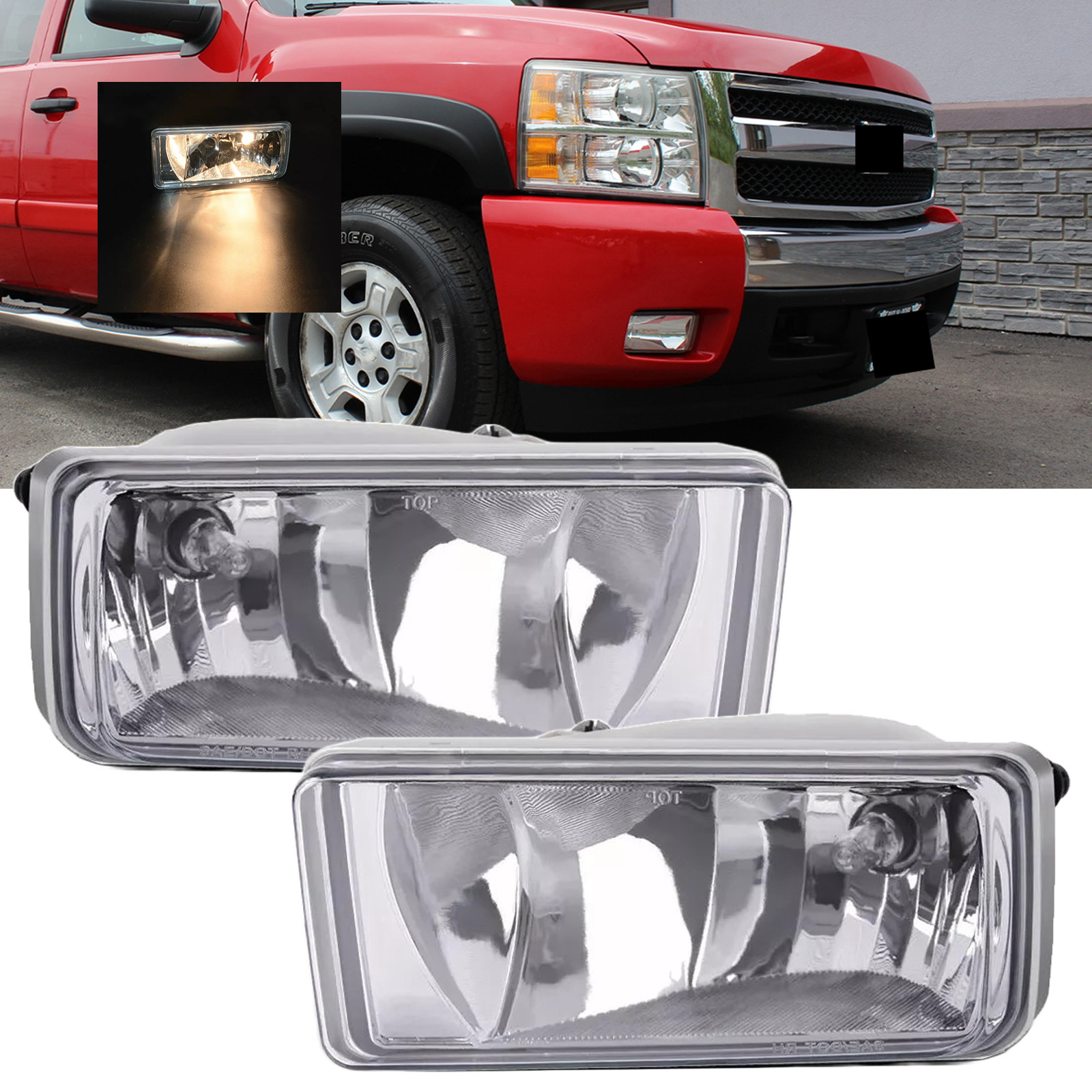 Fit For 2007-2015 Chevy Silverado 1500 2500 Front Bumper Pair Fog Lights Lamps