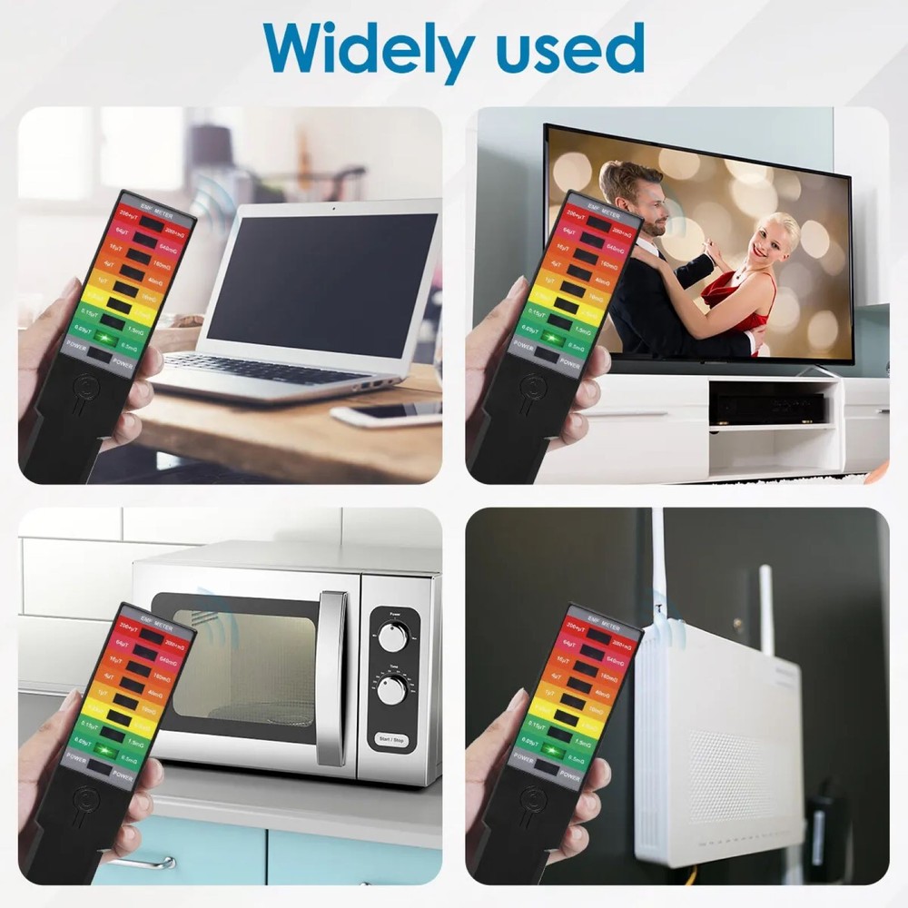 Black Handheld High Sensitivity Electromagnetic Field Radiation Detector Tester