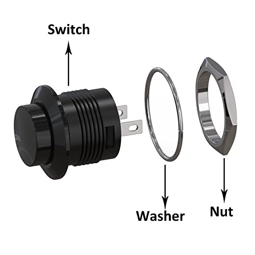 Momentary Push Button Switch No Lock SPST Mini Push Button Red & Black Cap