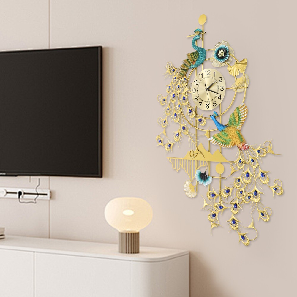 Peacock Wall Clock Wall-mounted Wall Clock Quartz Movement Colorful Wall Clock