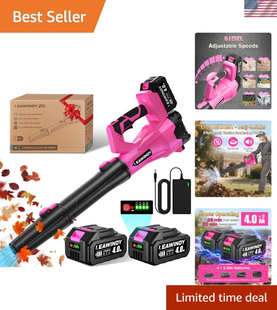 Multi-Surface 21V Pink Leaf Blower: Handheld, Stylish, Perfect Valentine's Gift!