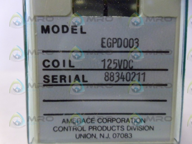 AGASTAT EFPD003 RELAY 125VDC NSMP