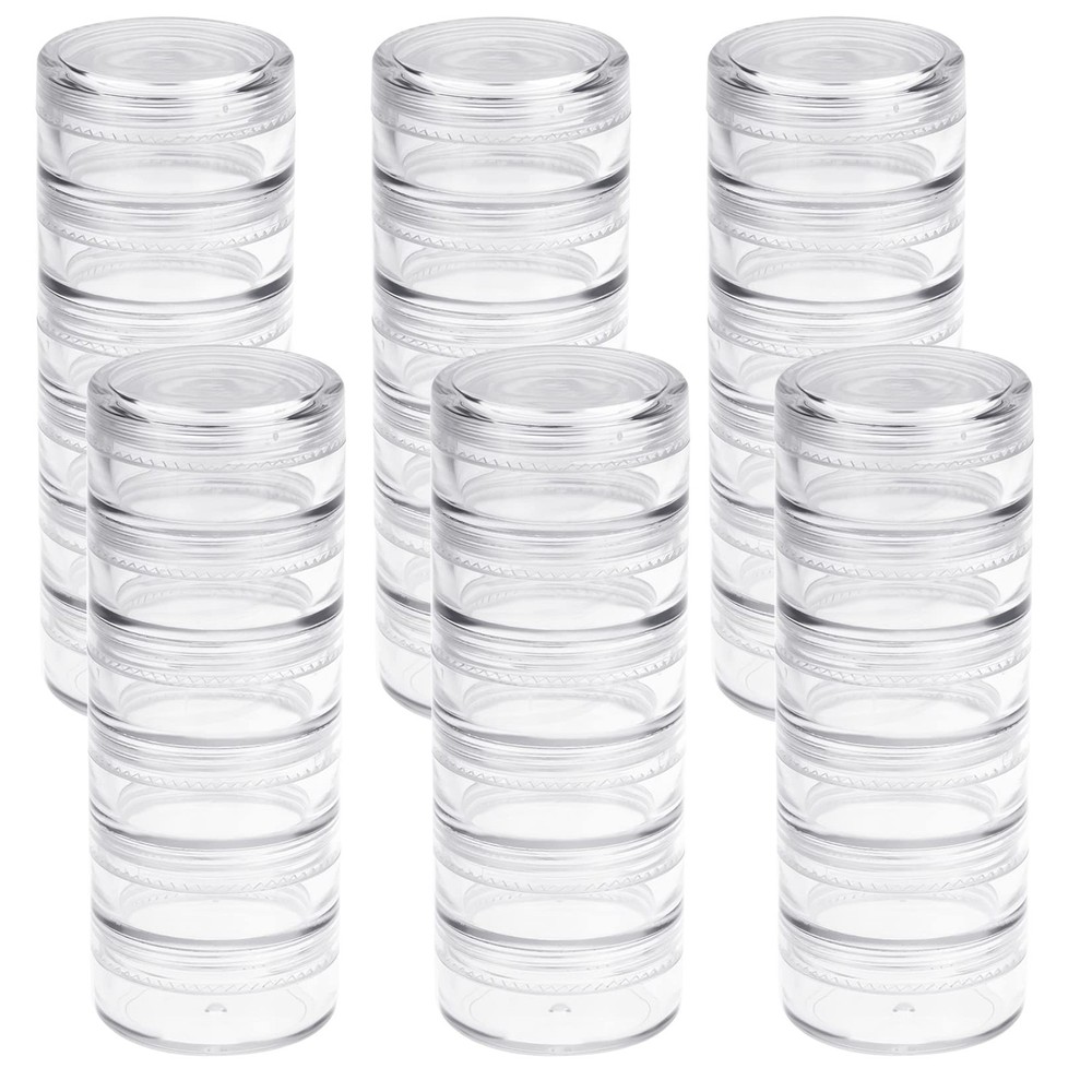 Fengek 6 Sets 6 Layer Stackable Plastic 1.4 x x 4 inches, Clear