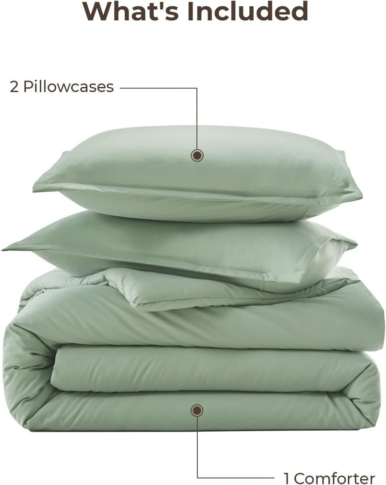Queen Comforter Set Sage Green 3 Pieces Lightweight Comforters Queen Size Solid