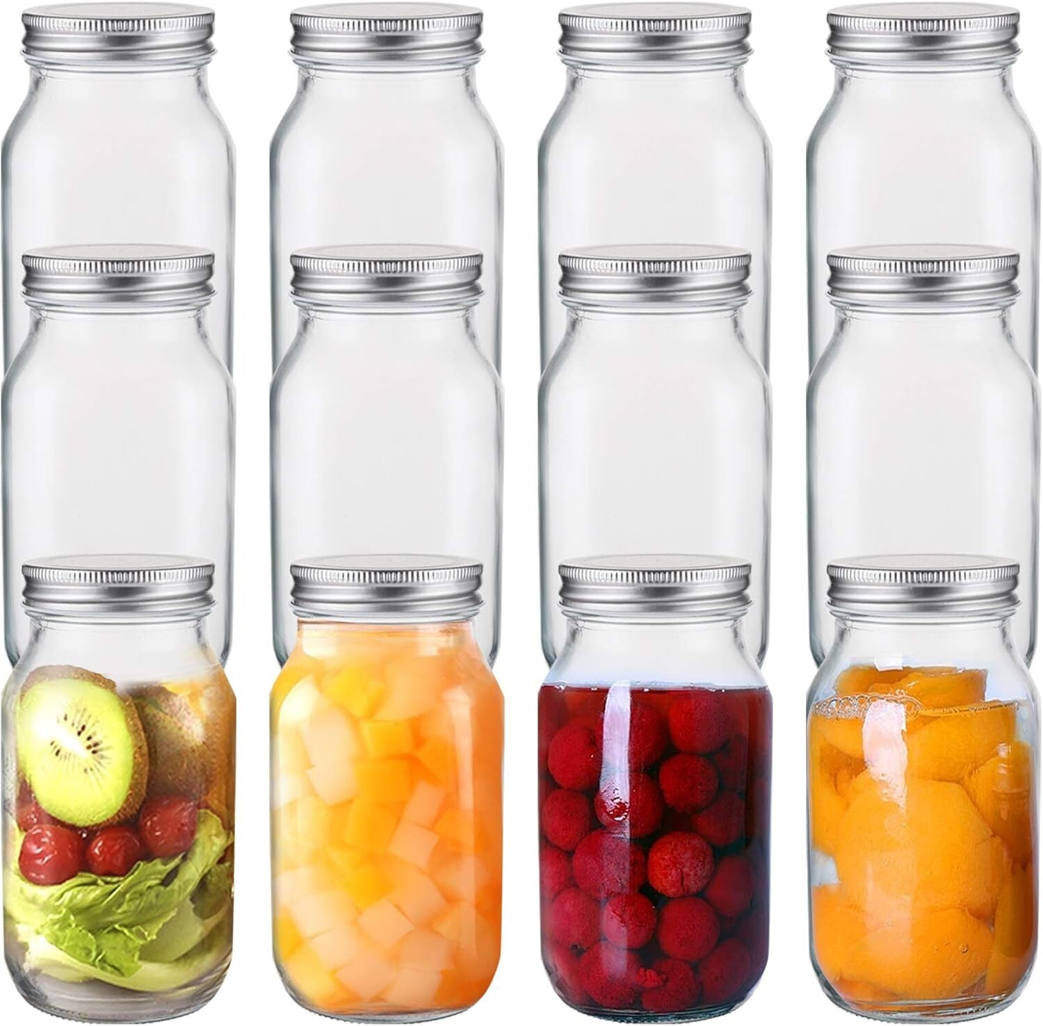 12 Pack 24 Oz Glass Canning Jar WITHOUT lids