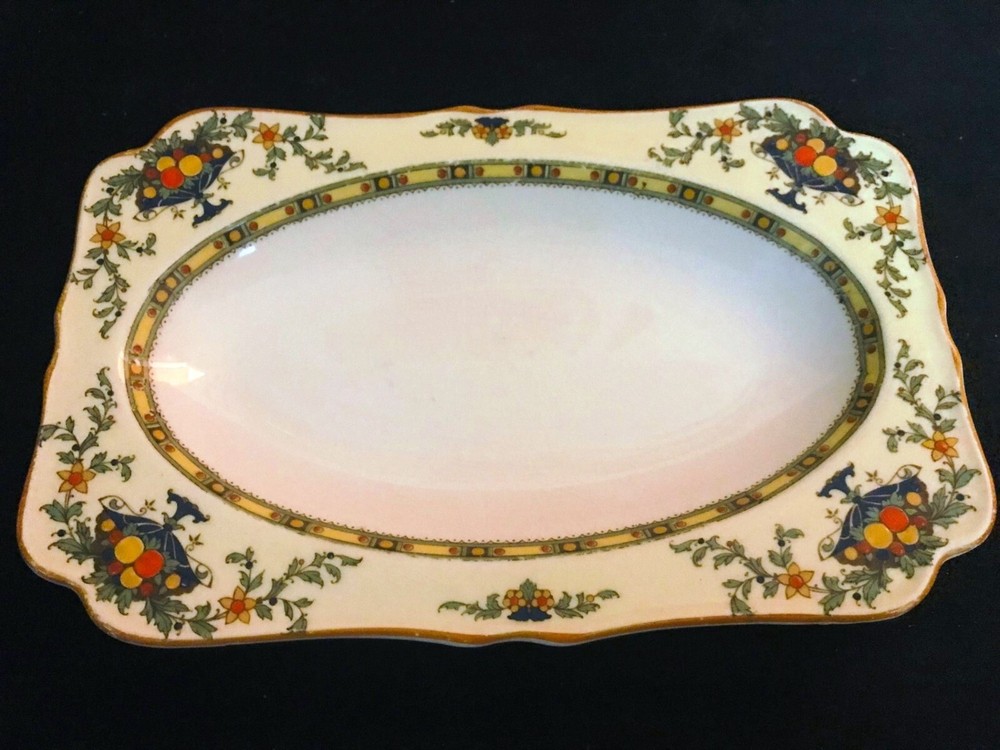 CROWN DUCAL A1476 RECTANGULAR RELISH TRAY C1920s-30s FRUIT PATTERN ENGLAND EXCON