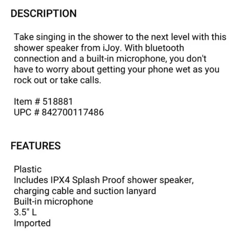 Shower Speaker Mist iJoy Splash Proof Bluetooth Blue