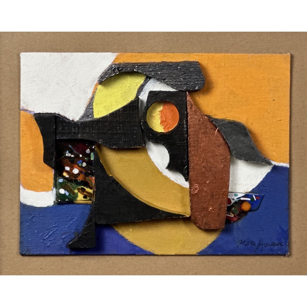 Nora Hauser - Abstract Postmodernist Collage, Signed (1989, Shadowbox)