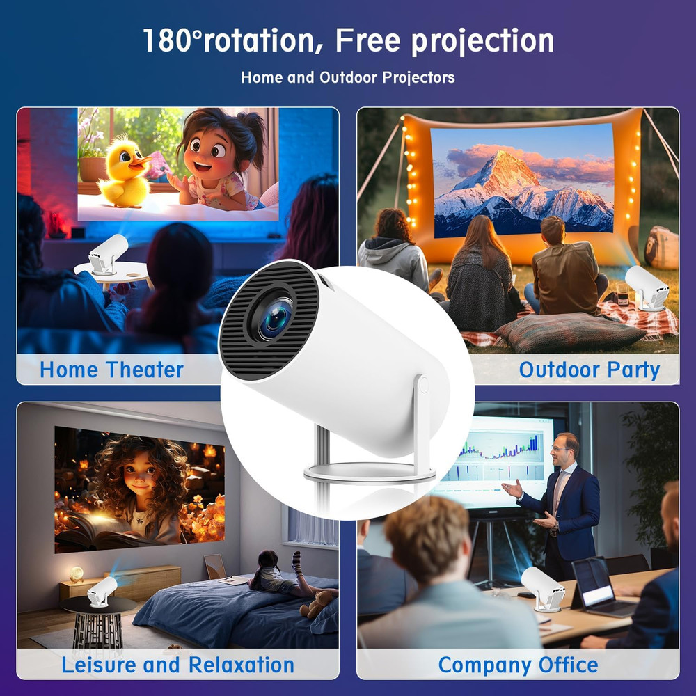 Mini Projector HY300 PRO Portable Projector Smart Projector Support 4K 1080P wit