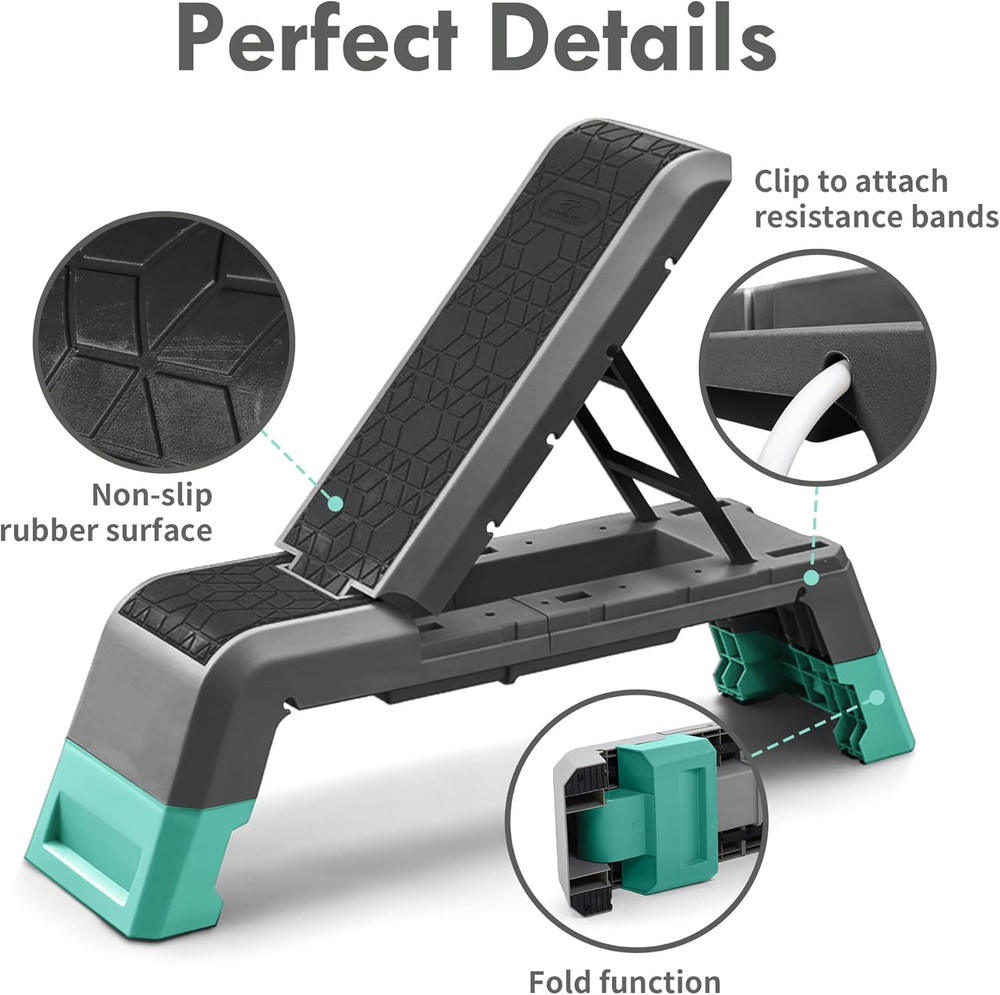 Exercise Step Platform, Multifunctional Aerobic Deck with Cord and Adjustable Du