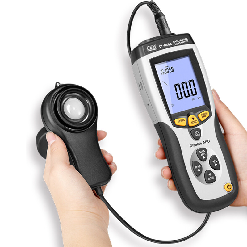 CEM DT-8809A Handheld Light Meter Range 400,000Lux Data Log 99 USB