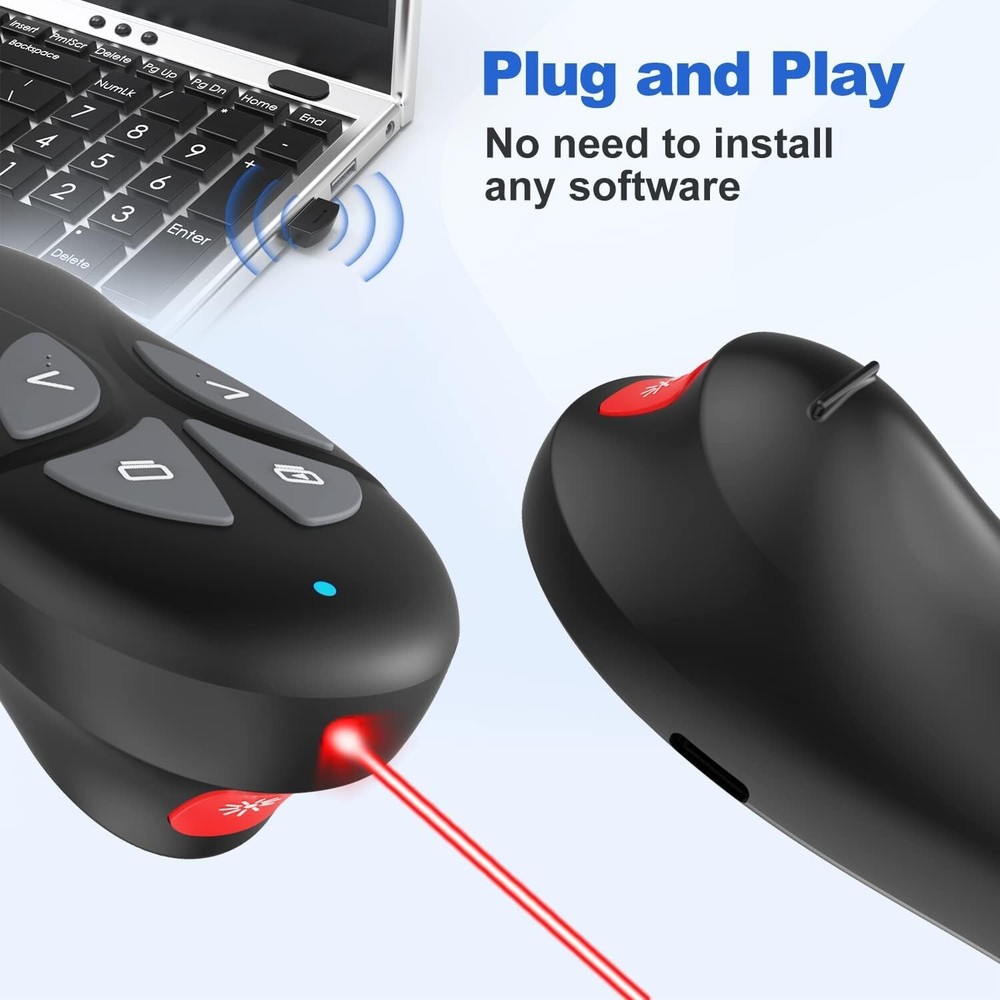 Presentation Clicker PowerPoint Wireless Presenter Remote: USB Type C Rechargeab