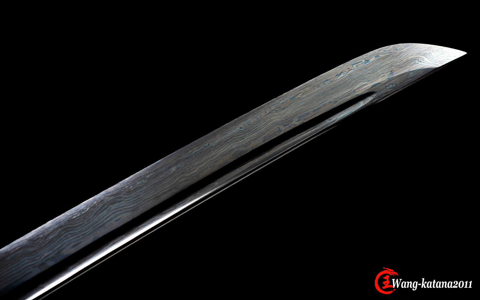 All Black Katana Damuscus Folded T10 Steel Functional Japanese Samurai Sword