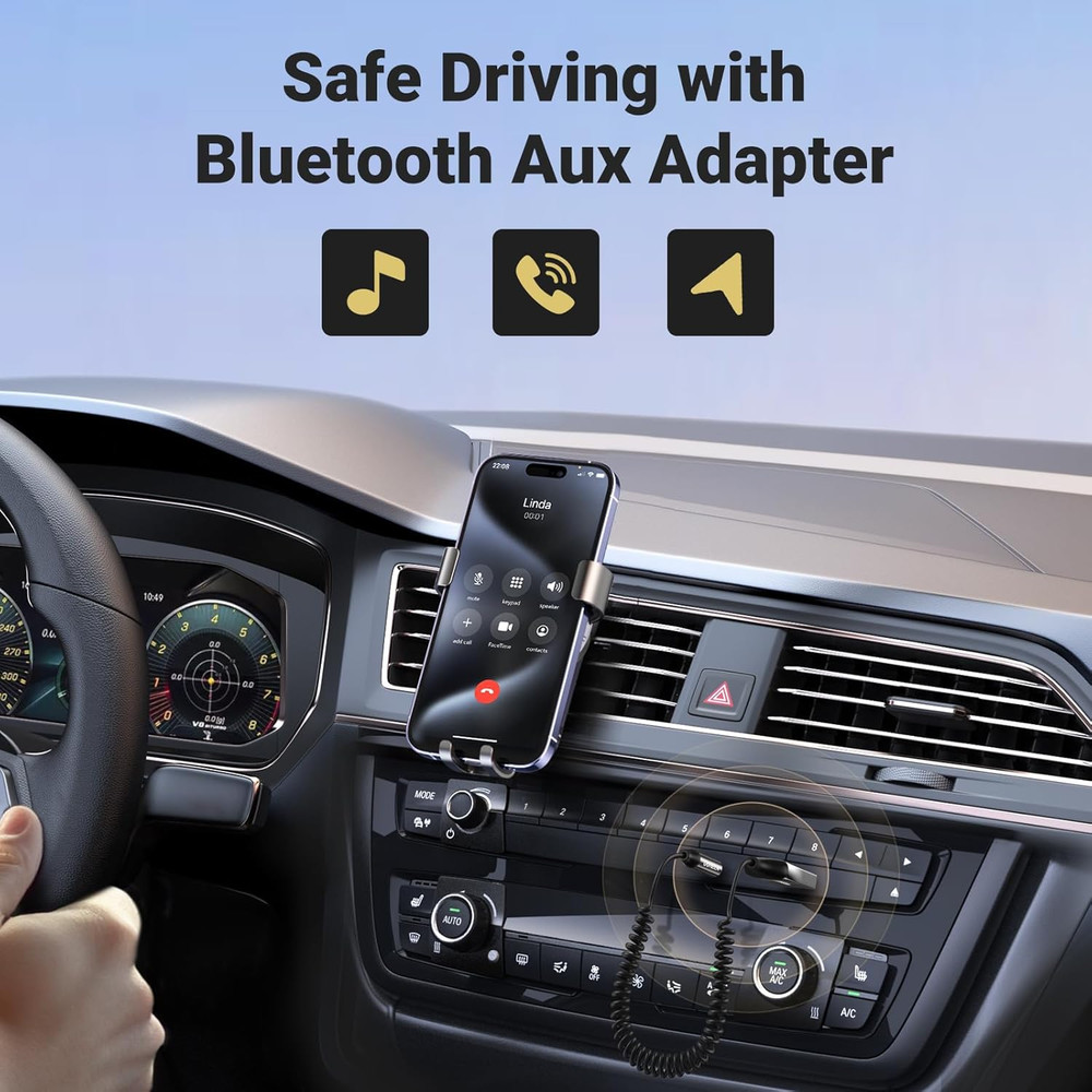 Aux to Bluetooth 6.0 Adapter 3.5Mm Bluetooth Receiver for Car USB 2.0 to 3.5Mm J