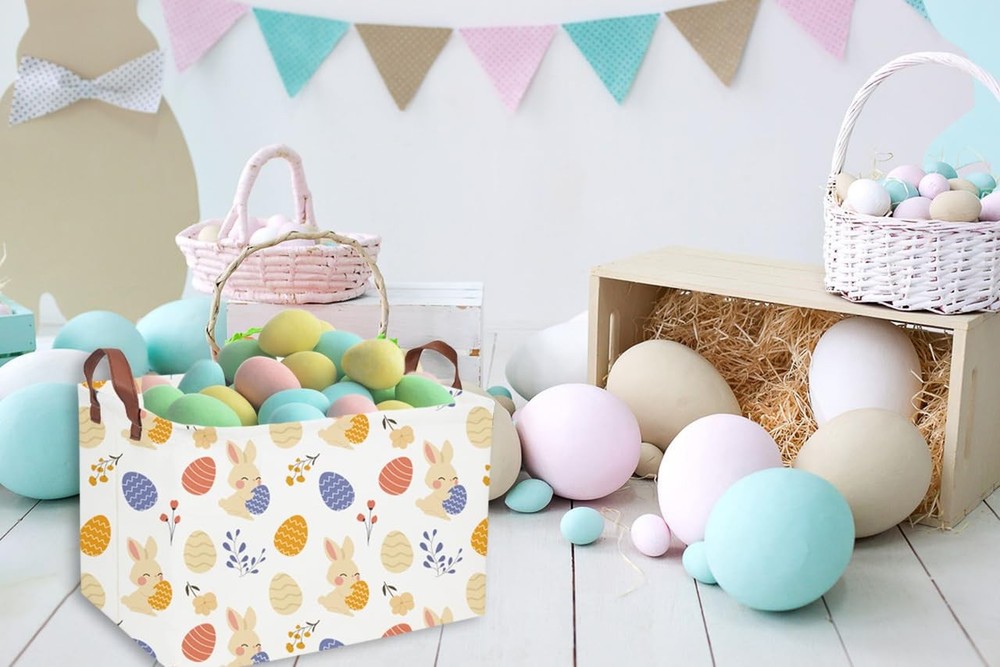 Essme Rectangular Easter Basket, Kids Storage bin Organizer with Handles for ...