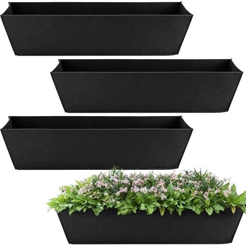 Pcs 30 Inch Fabric Plant Window Box Liners-Rectangular Non-Woven 4 30in-black