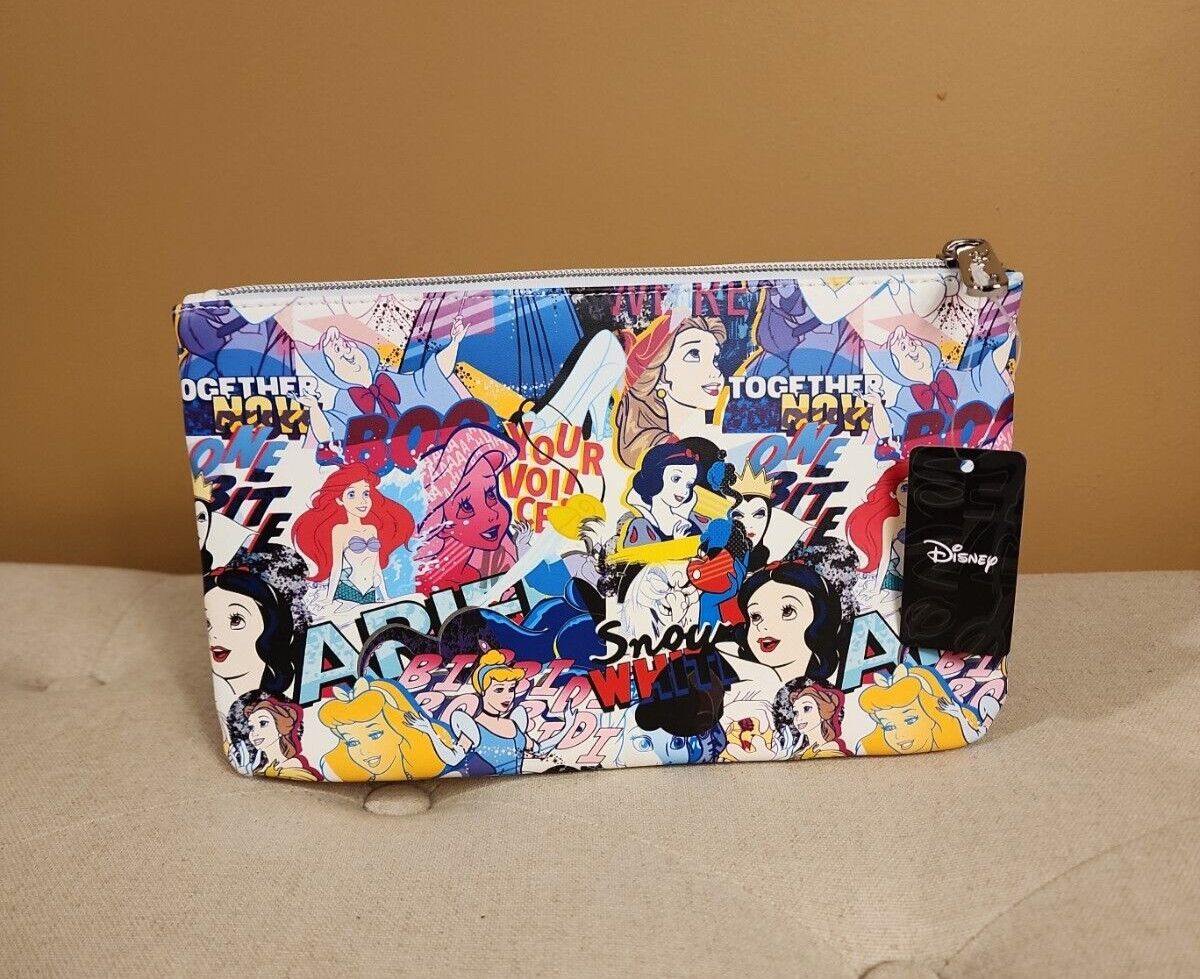 Buckle Down Disney Princess Comic AOP Print Cosmetic Bag Makeup Pouch NEW