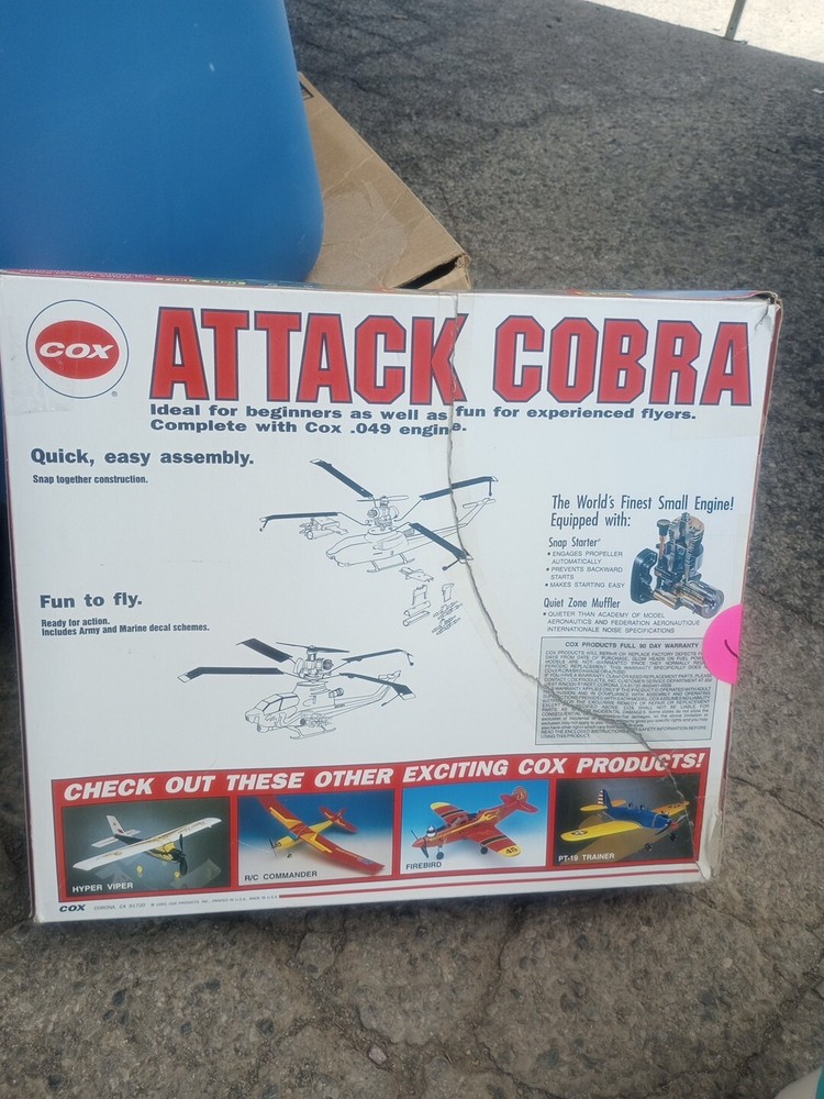 Cox Attack Cobra Free Flight Helicopter .049 Engine