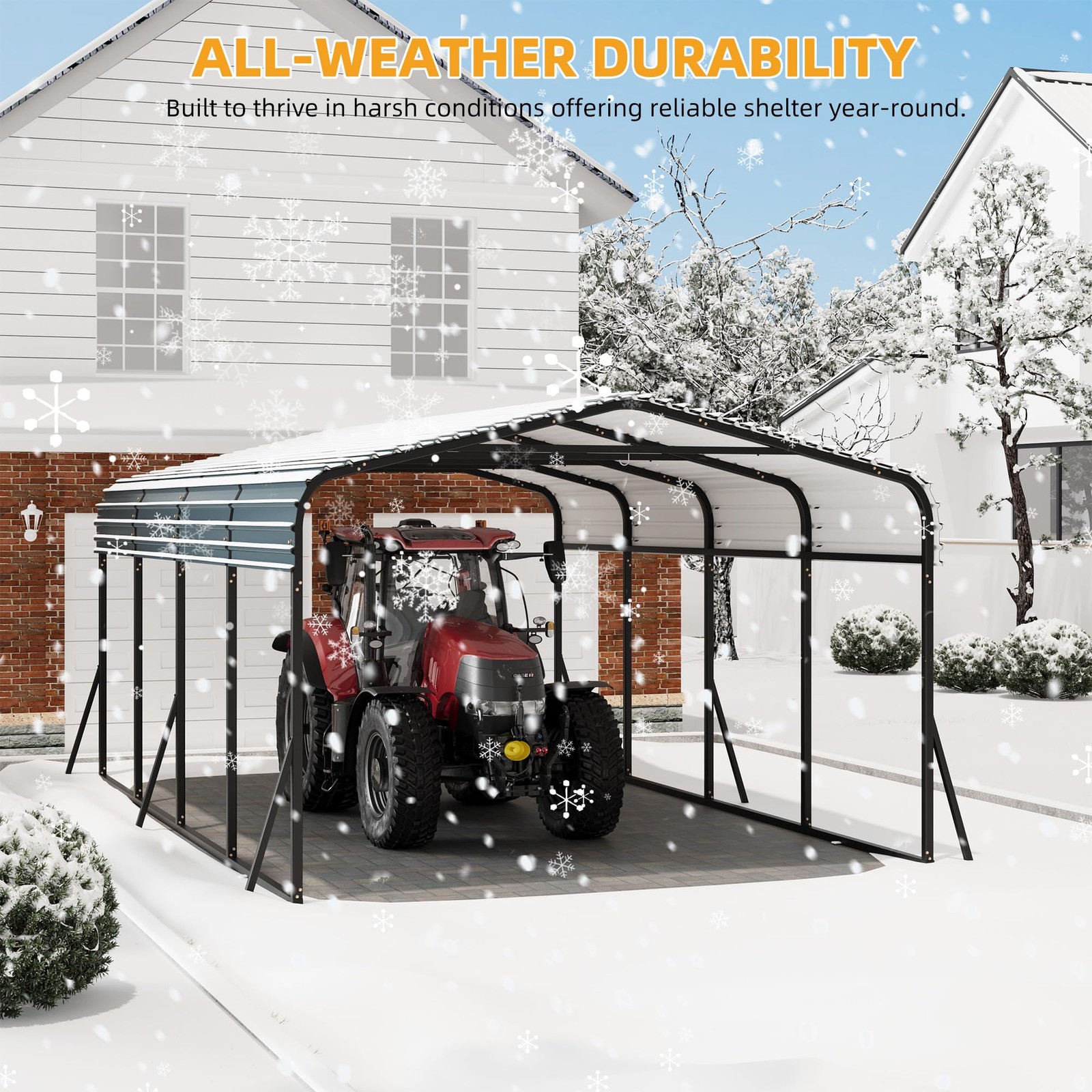12'x20' Metal Carport, Heavy Duty Galvanized Steel Roof Canopy Car Shelter Truck