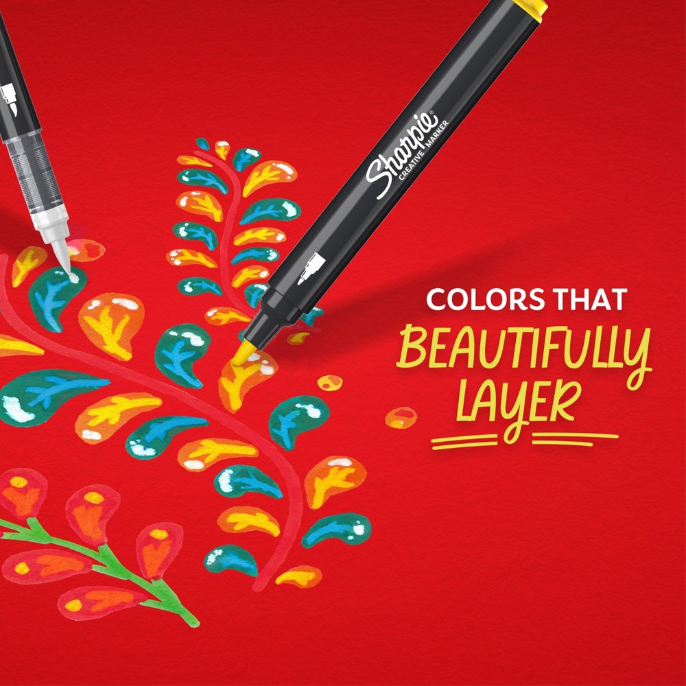 Sharpie Creative Markers, Water-Based Acrylic, Brush Tip, Office Product