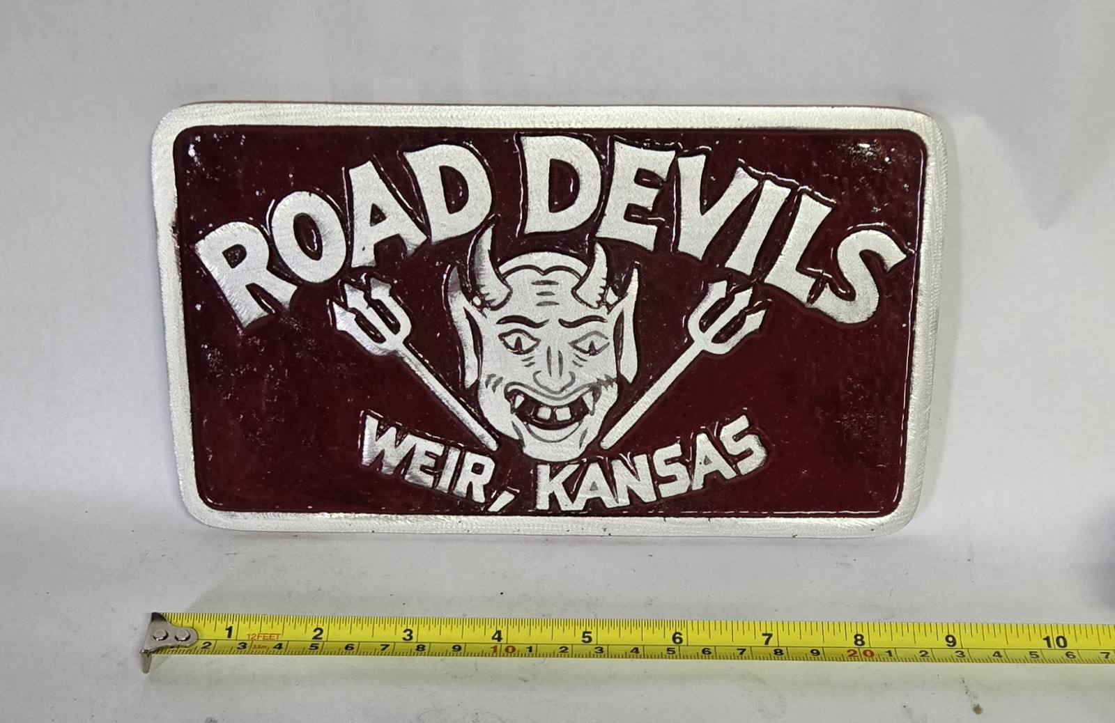 Vintage Cast Aluminum In Road Devels Plaque Collectable Nostalgia
