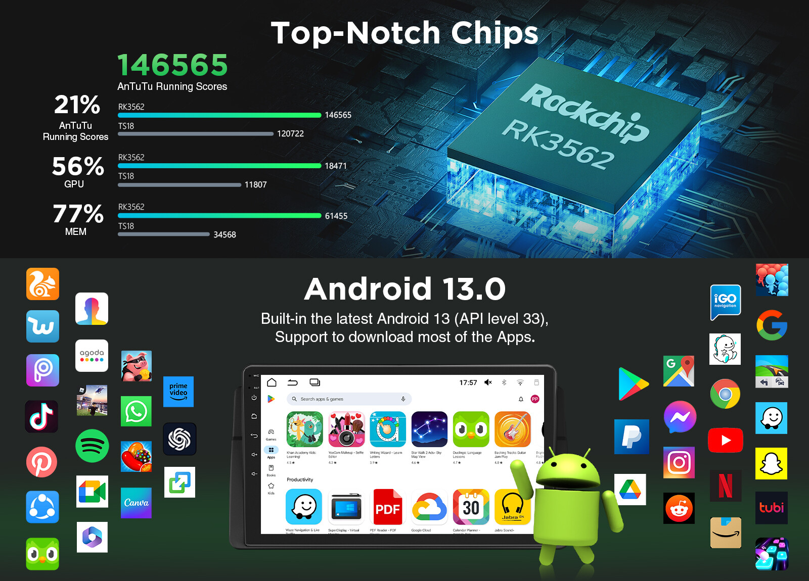 Eonon 9" Android 13 Car GPS Radio Stereo CANBus for BMW 3 Series E46 325 330 323