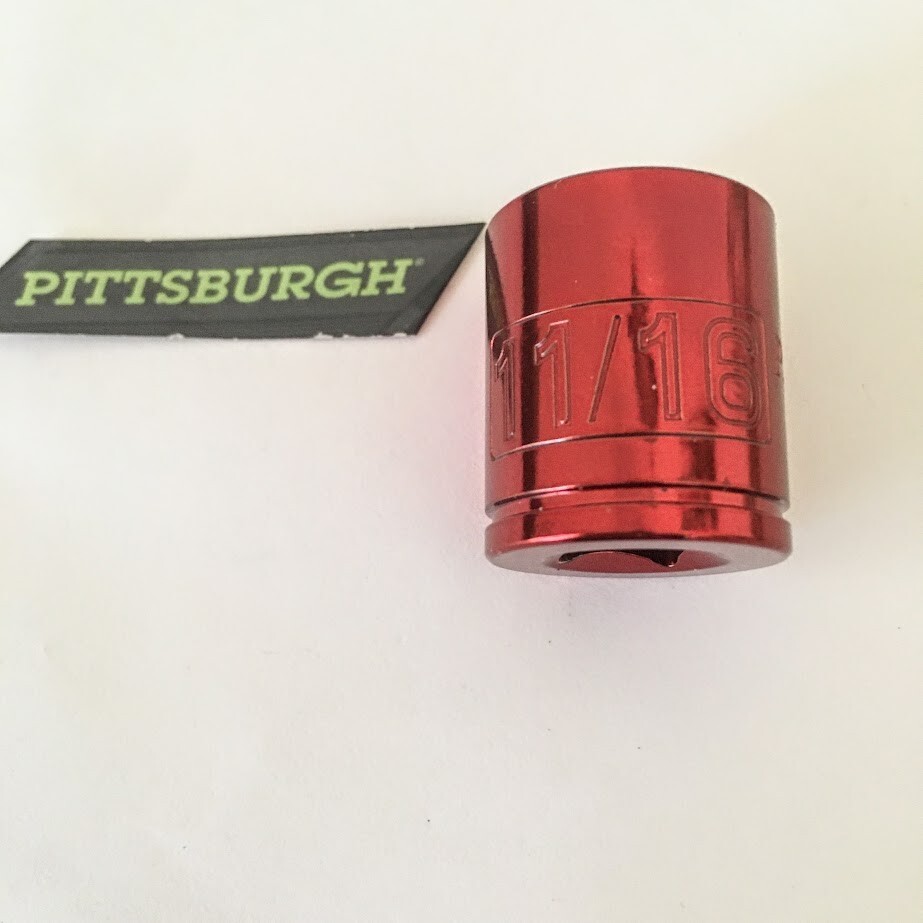 Pittsburgh Pro  11/16" x 3/8" Dr  Color Coded Socket -12 Pt - Free USA Shipping