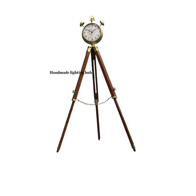 Nautical Numeric Large Display Standing Clock with Tripod Stand Floor Clock 7"