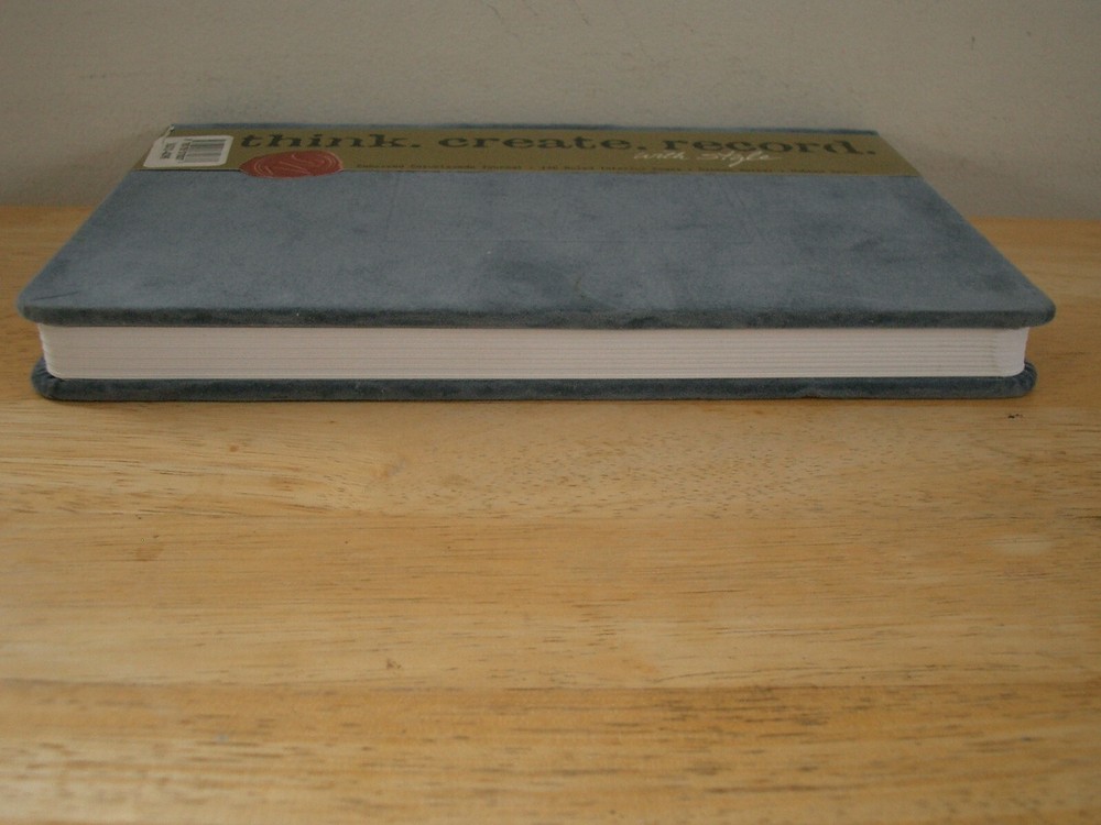 Think. Create. Record. Embossed Casualsuede Journal Blue