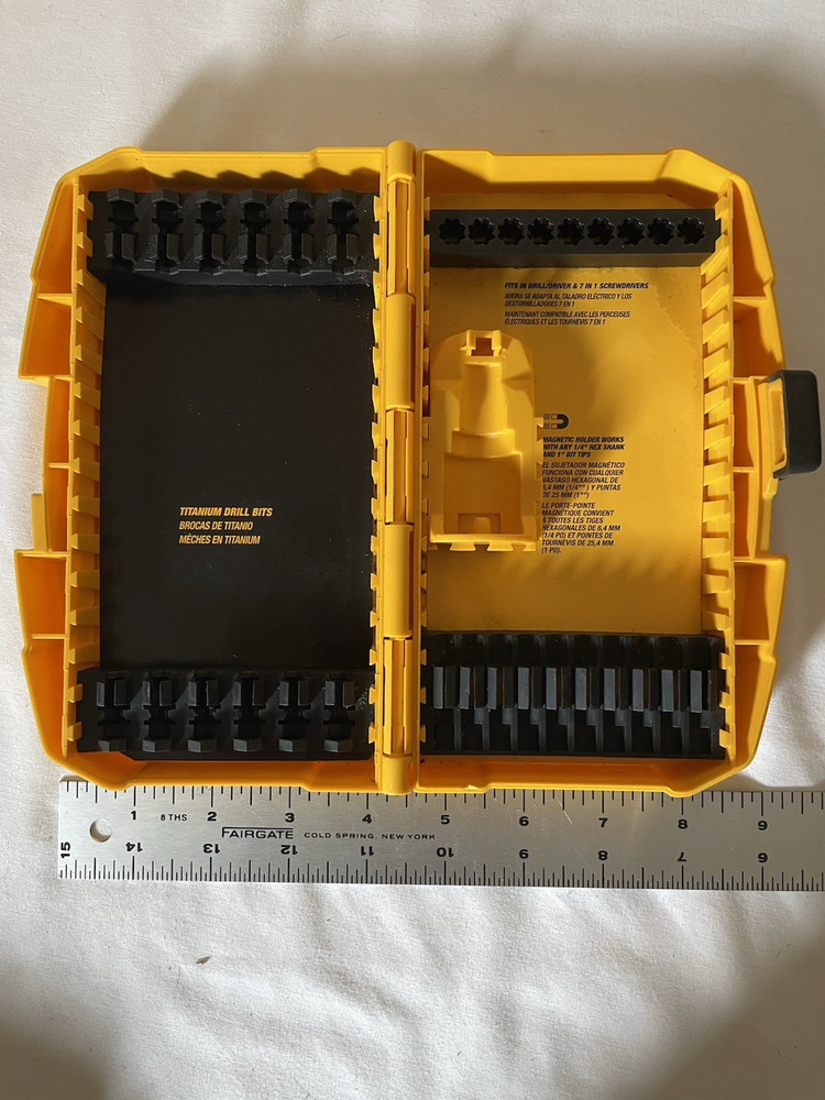 Dewalt Yellow Black Drill Bit Holder Organizer Locking Box Case ONLY