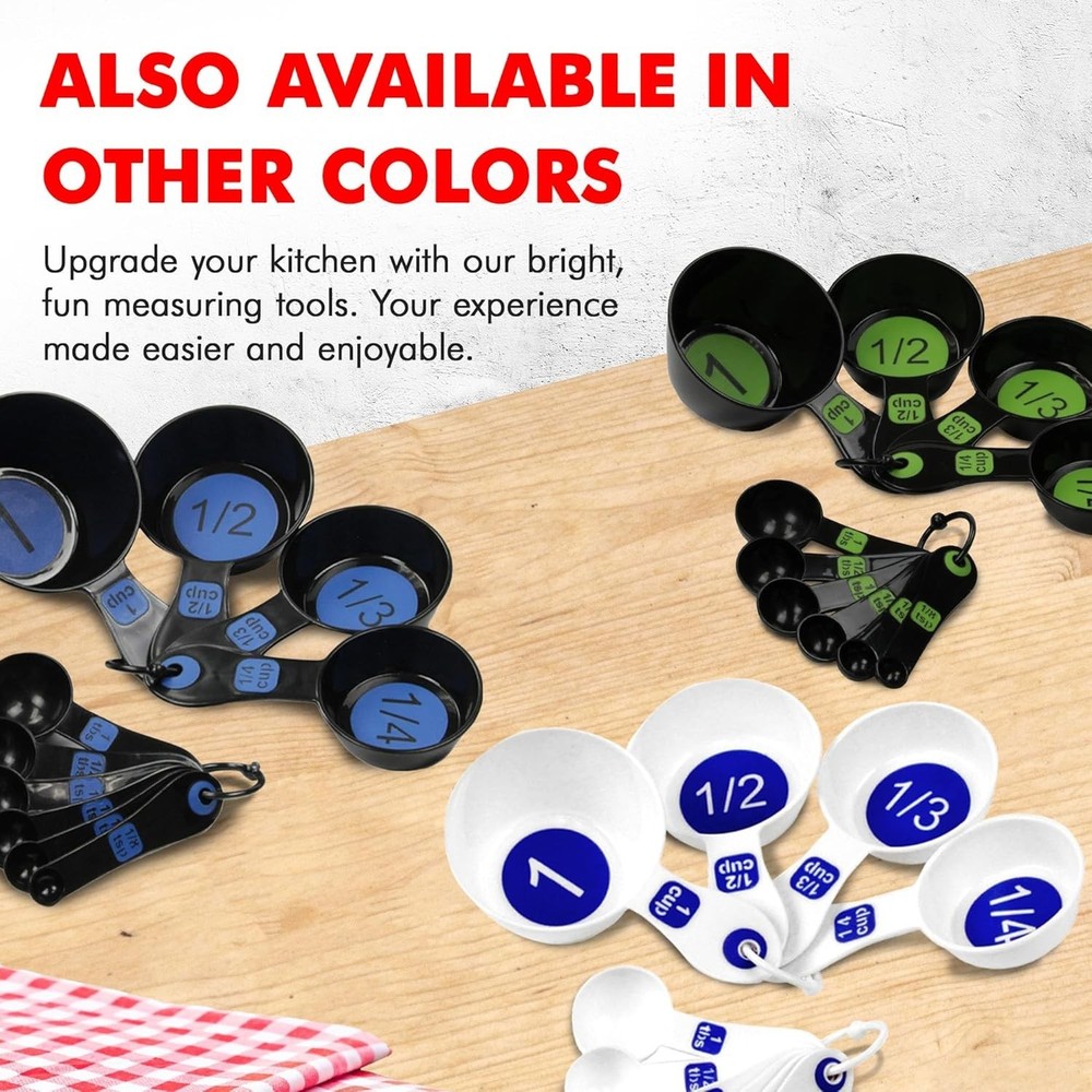 Durable Blue Measuring Cup Set - 10 Pieces with Large Print & Easy Readability