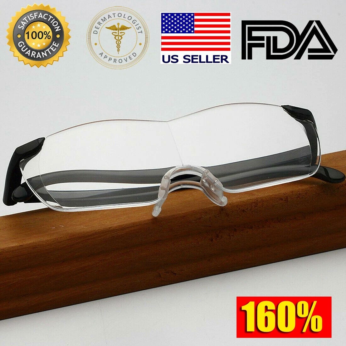 Big Vision Glasses HD Magnifying Eyewear Eye Care Make Everything Bigger Clearer