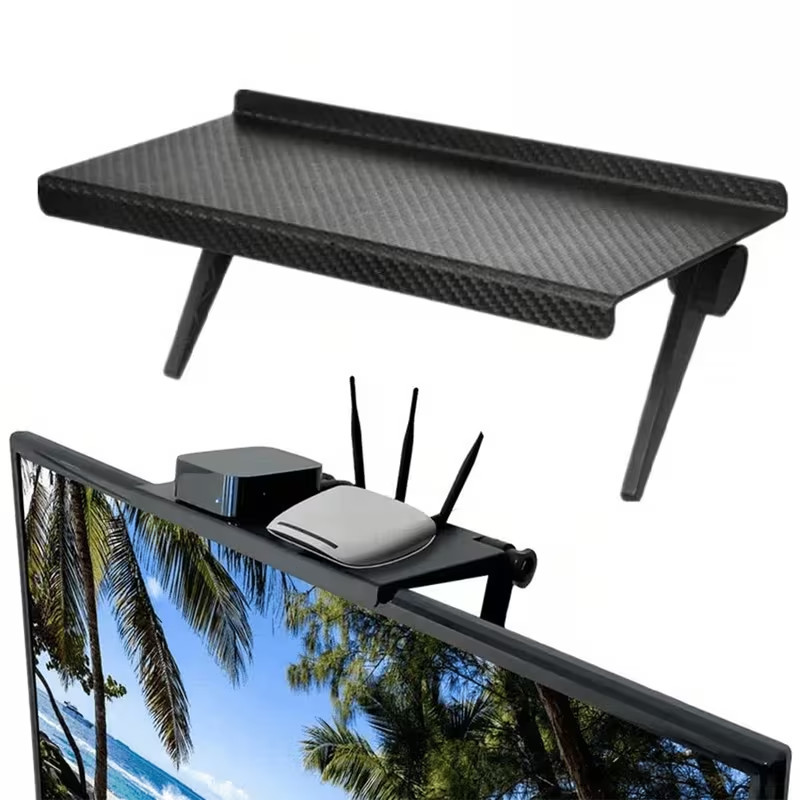 TV Computer Screen Caddy Top Shelf Desktop Stand Adjustable Storage Rack Holder