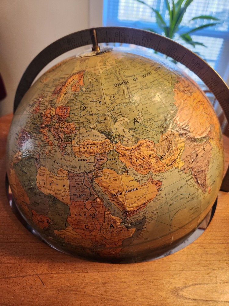 Vintage Replogle Stereo Relief 12” Globe USSR