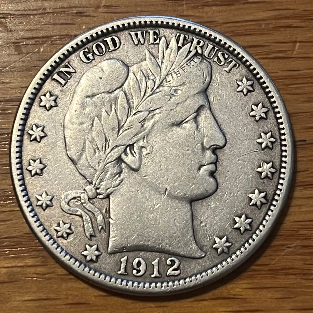 1912-d  Barber half dollar , VF, better date , nice coin