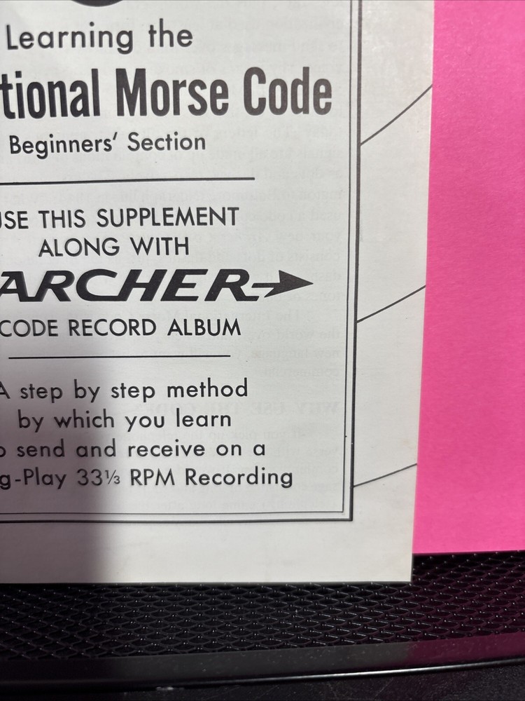 Learning International Morse Code Beginners Section Supplement Archer Vinyl 1969