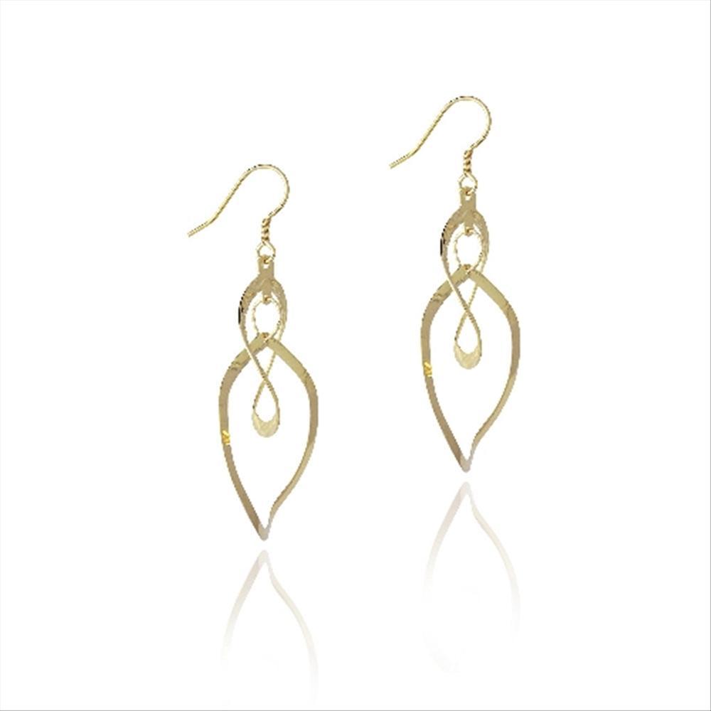 18K Gold over 925 Silver Intertwining Teardrops Dangle Earrings