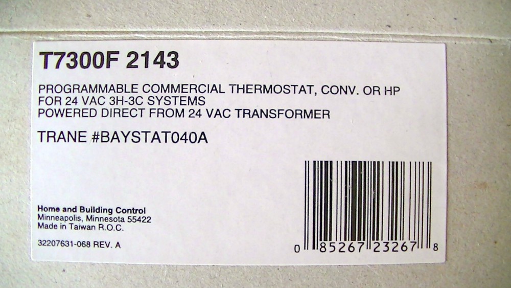 TRANE BAYSTAT 040A PROGRAMMABLE COMMERCIAL THERMOSTAT