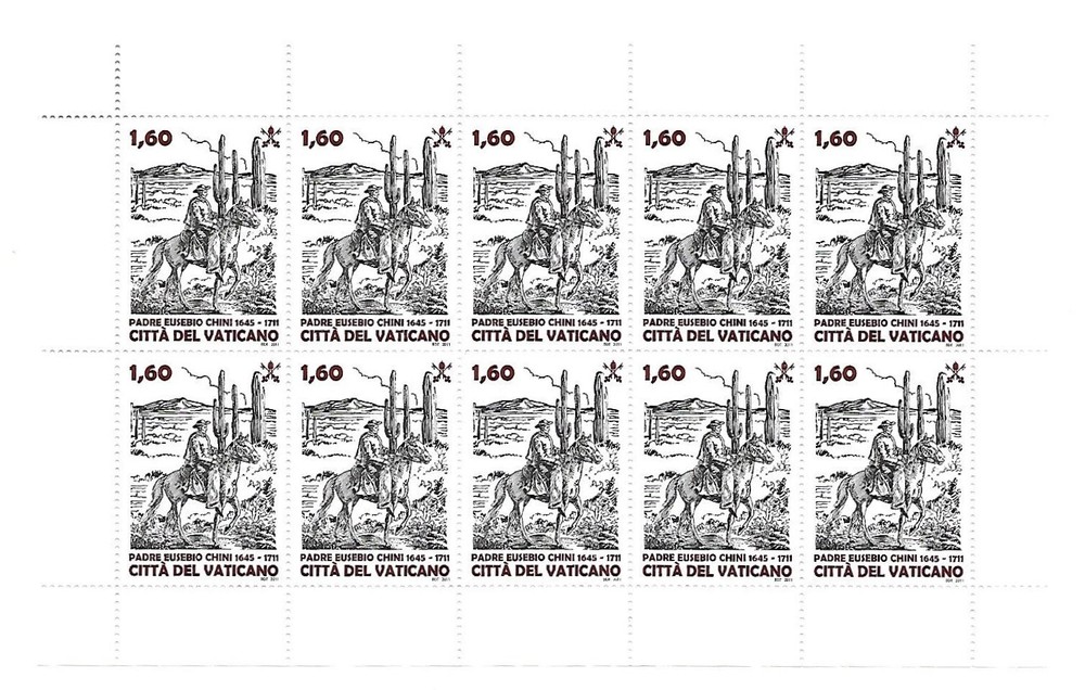 (FS492) Vatican Full sheets 2011 Eusebio Kino 1.60MNH