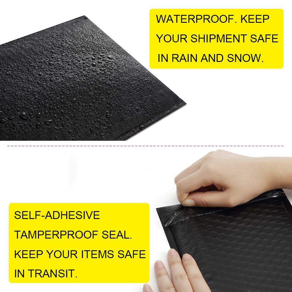 1000 #0 Extra Wide 6.5x10 CD DVD Black Poly Bubble Shipping Mailers Envelopes